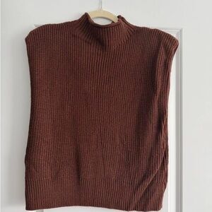 Brown Sleeveless Knit Sweater